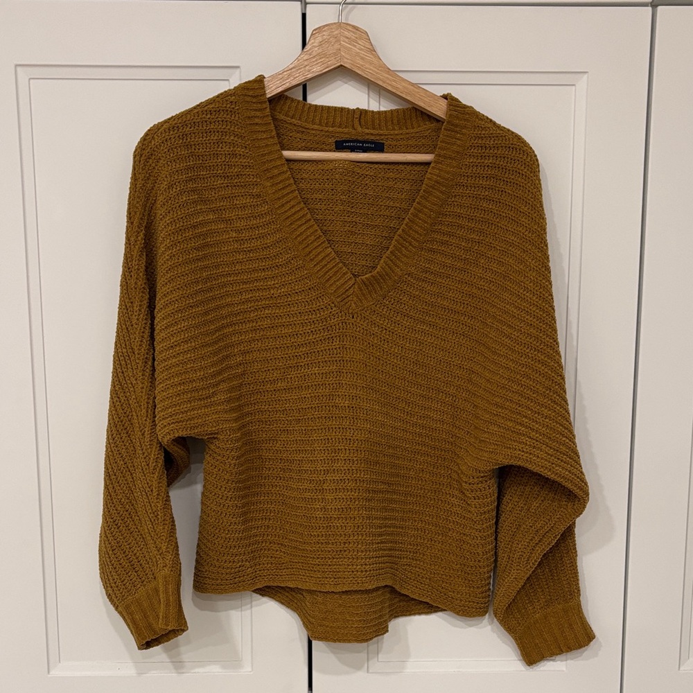 Women's Mustard V-Neck Sweater - S